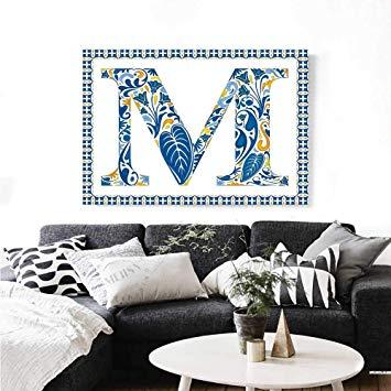 Blue and Yellow Capital M Logo - Amazon.com: Letter M Wall Paintings Blue Floral Capital Letter M ...