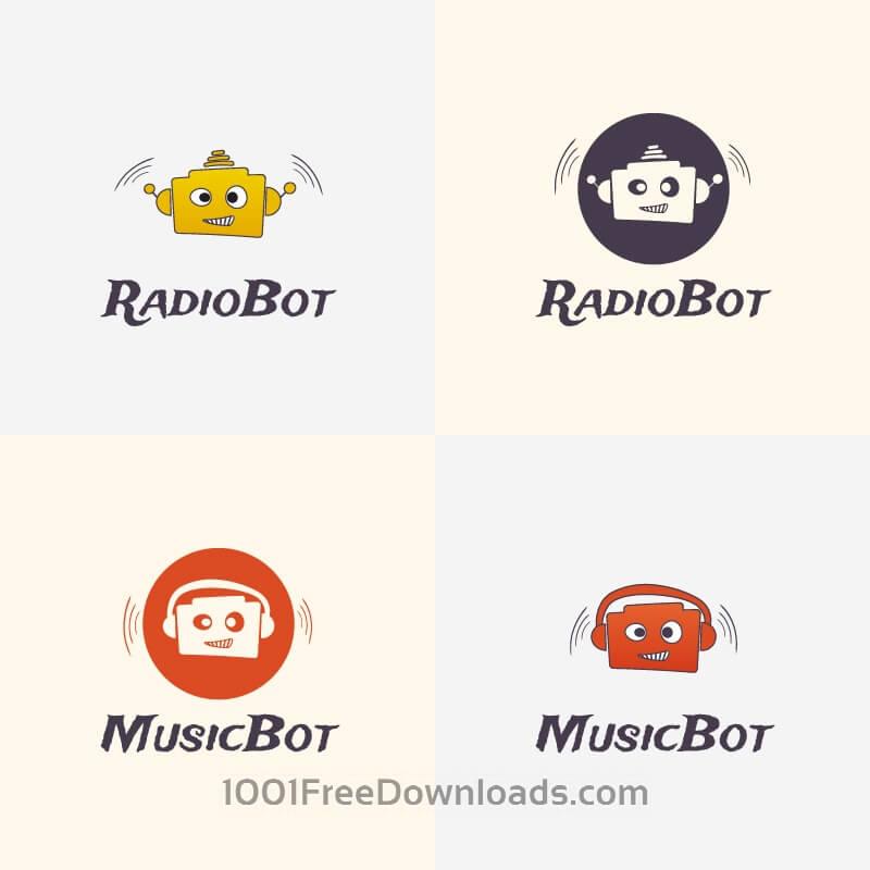 Cute Robot Logo - Free Vectors: Radio Robot Vector Logo | Abstract