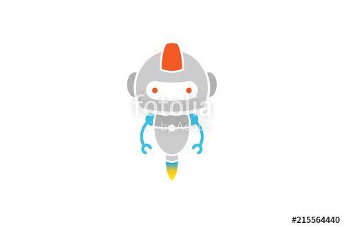 Cute Robot Logo - Creative Cute Gray Robot Logo Design Illustration