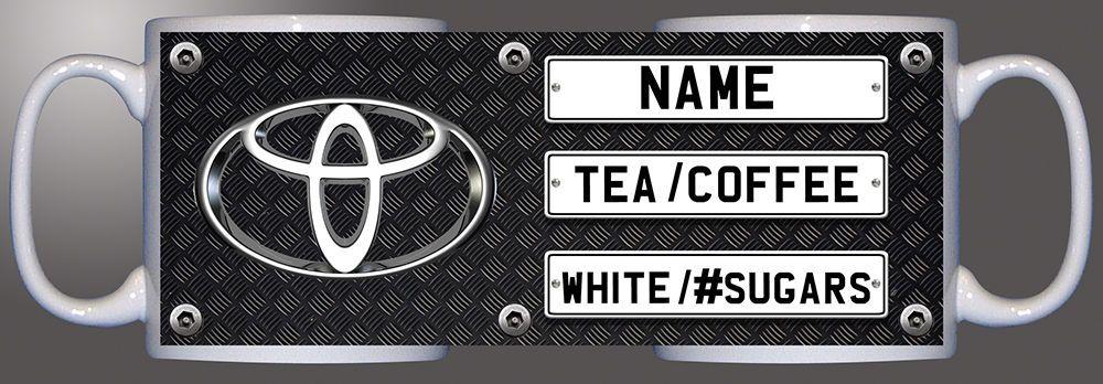 Diamond Toyota Logo - Toyota logo number plate checkered diamond personalised printed mug ...