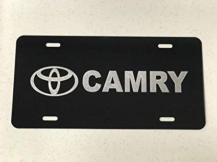 Diamond Toyota Logo - Amazon.com: Diamond Etched Toyota Camry Car Tag on Black Aluminum ...