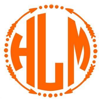 Multiple Orange Circle Logo - Circle Monogram with Arrow Vinyl Decal Frame Vinyl Decal - Multiple ...