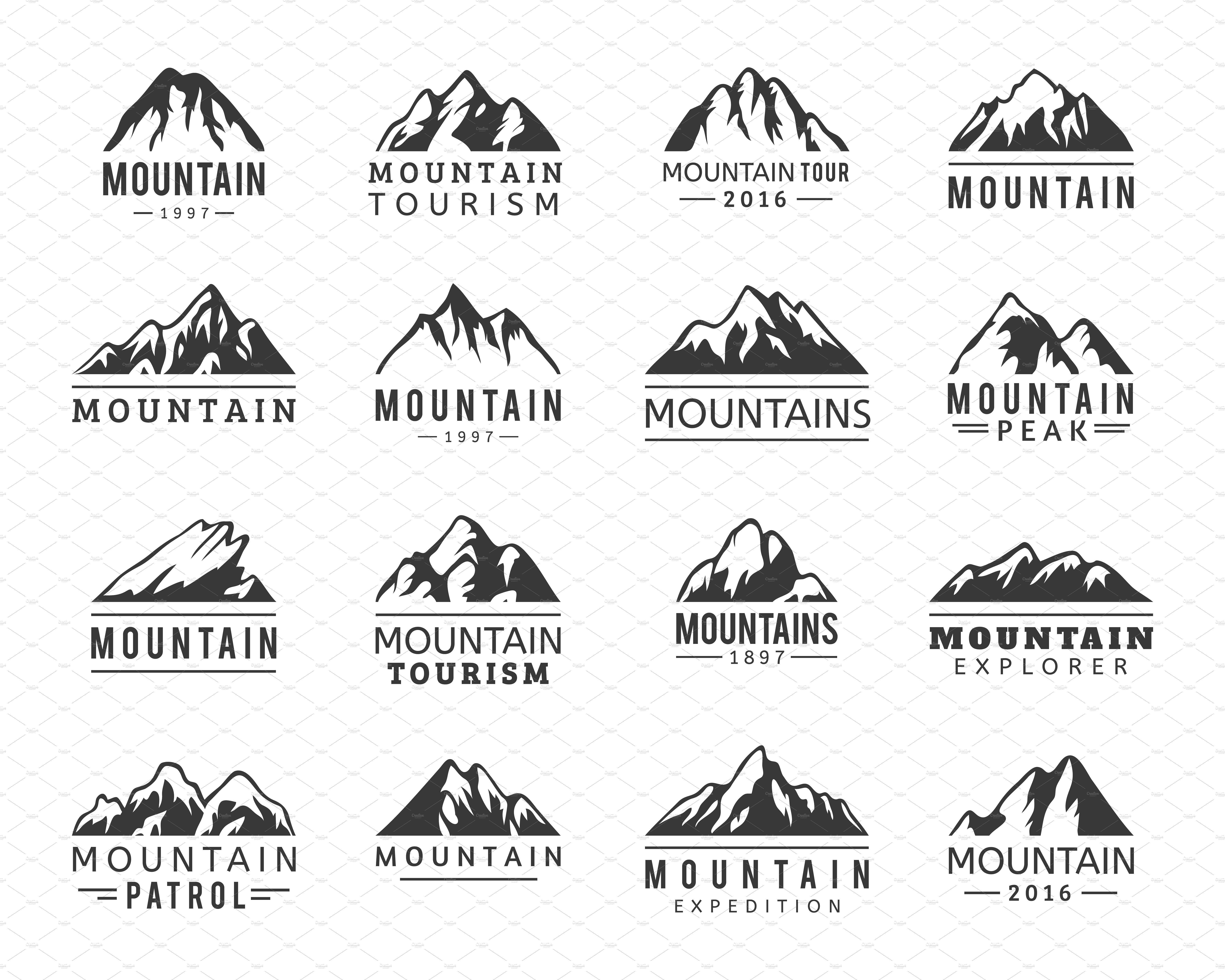 Backpack with Mountain Logo - Mountain vector icons set ~ Illustrations ~ Creative Market