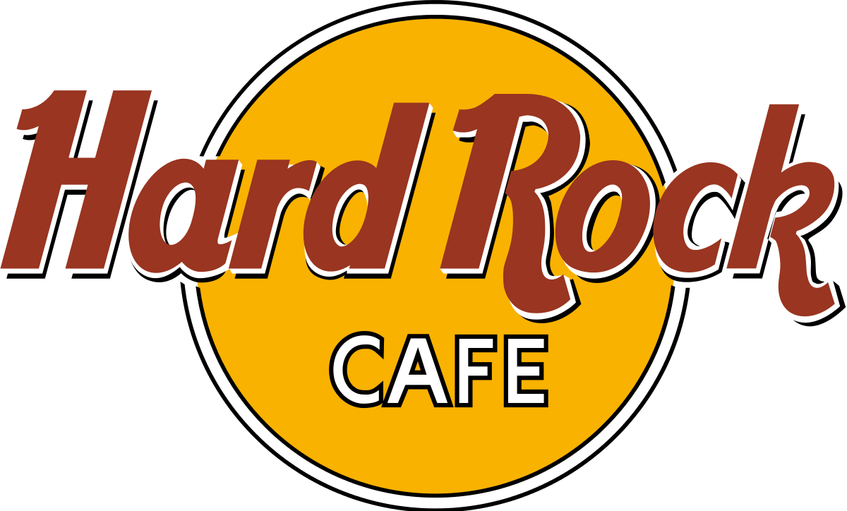 Red and Yellow with the Rock Restaurant in Title Logo - Hard Rock Cafe