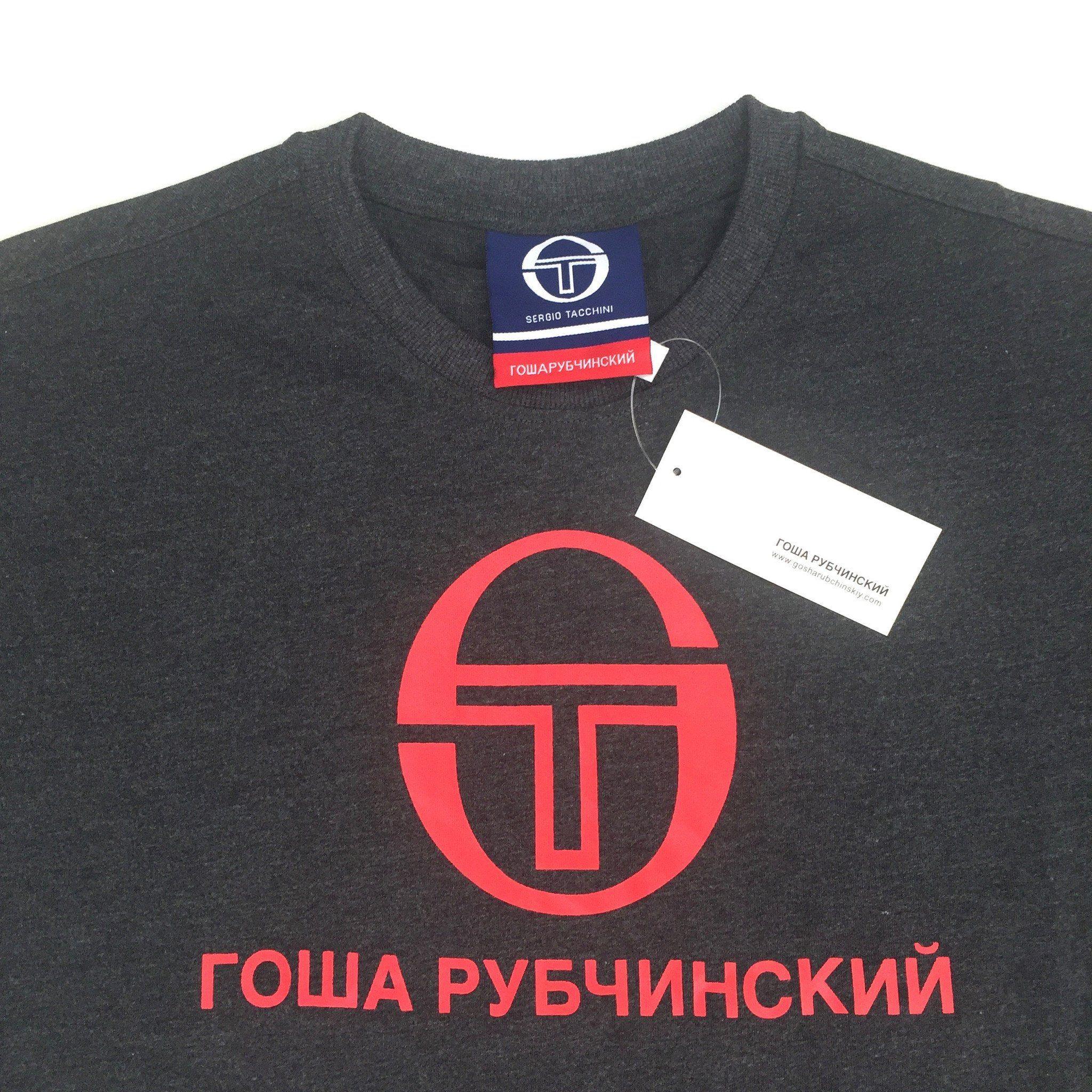 Gosha Rubchinskiy Logo - Gosha Rubchinskiy x Sergio Tacchini - Gray Logo Print Crewneck T ...