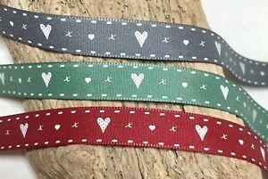 Red Green Grey Logo - 15mm Valentines' Day Ribbon - Hearts & Kisses - Red - Green - Grey ...