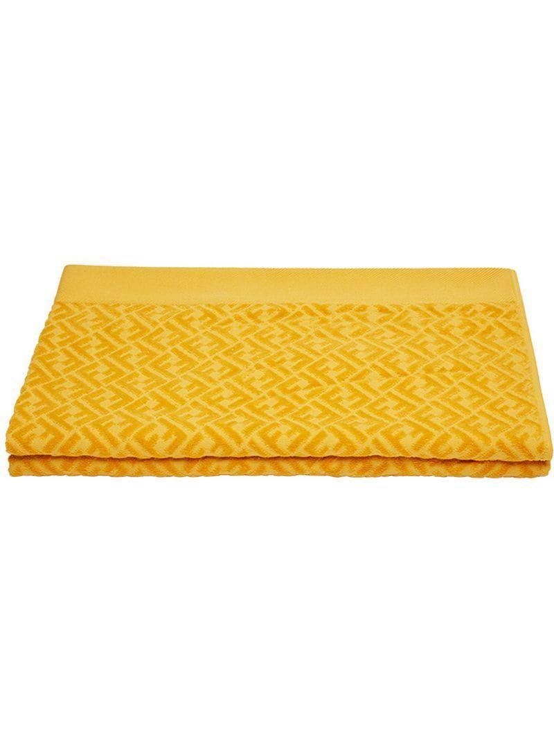 Yellow Rectangle Logo - Fendi Ff Logo Beach Towel in Yellow