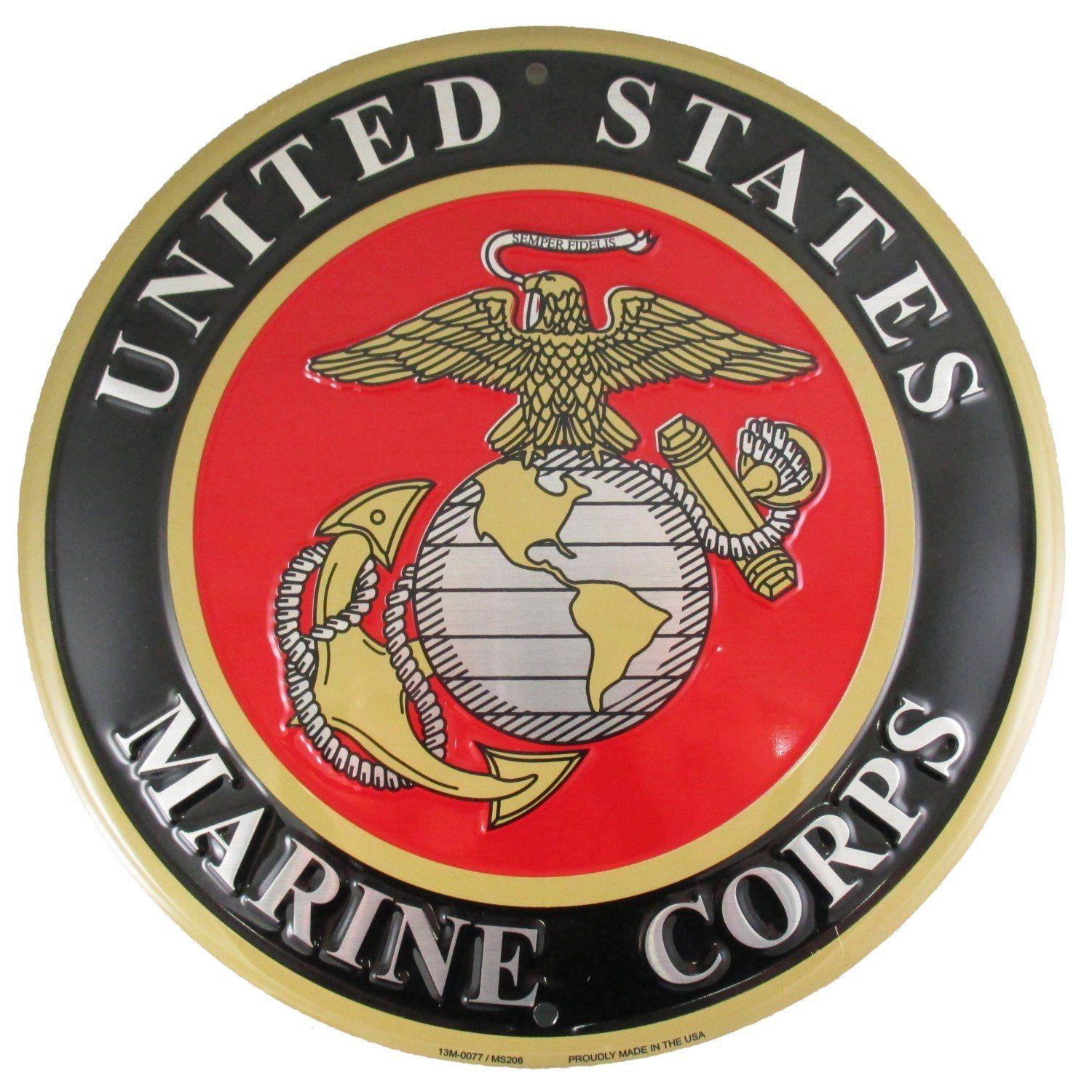 US Marines Logo - Amazon.com: United States Marines Emblem Metal Sign - US Marine ...