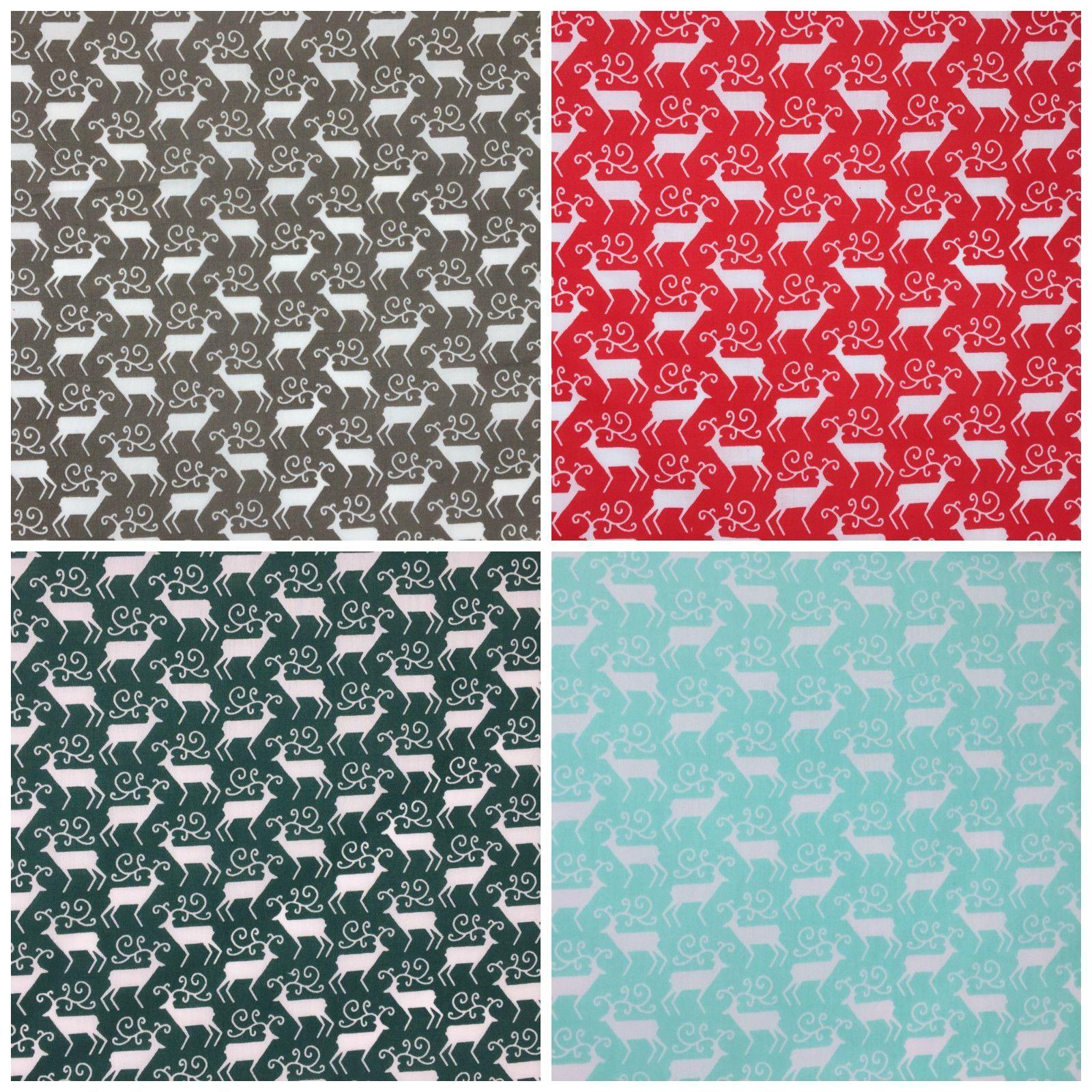 Red Green Grey Logo - Christmas Deer Polycotton Fabric by the Metre Online
