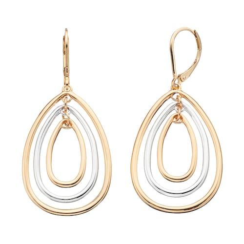 Triple Teardrop Logo - Napier Two Tone Triple Teardrop Earrings