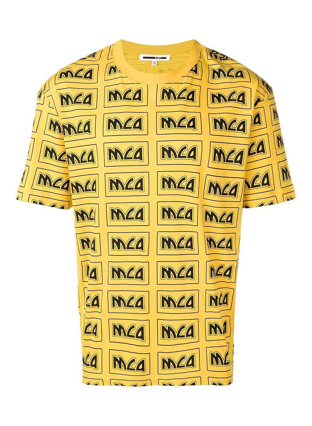Yellow Rectangle Logo - McQ by Alexander McQueen Dropped Shoulder All Over Rectangle Logo