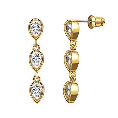 Triple Teardrop Logo - Amazon.com: CZ Triple Teardrop Dangle Earrings Pearl-Shaped Crystal ...