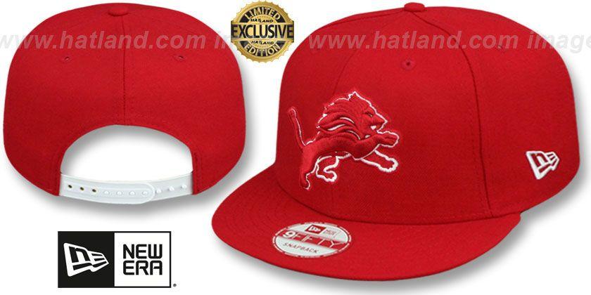 Red White Detroit Lions Logo - New Era Custom 59fifty, New Era Lions TEAM BASIC SNAPBACK Red White