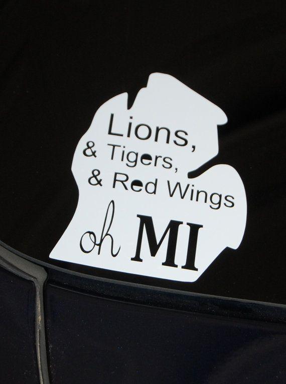Red White Detroit Lions Logo - Ready to Ship: Oh MI car decal - Lions, Tigers, Red Wings {free ...
