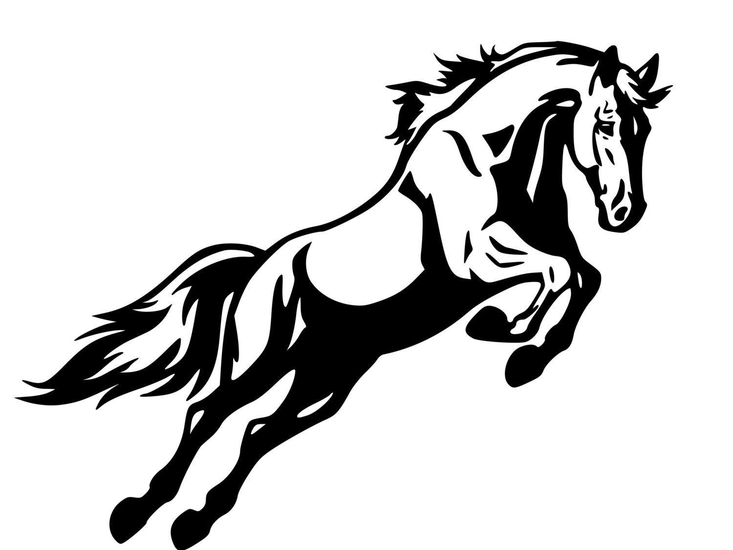 Horse Jumping through Horseshoe Logo - Horse Decal Horse Decal Horse Jumping Sticker Auto