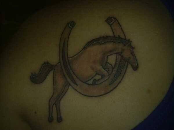 Horse Jumping through Horseshoe Logo - Horse Jumping Through Horseshoe Tattoo