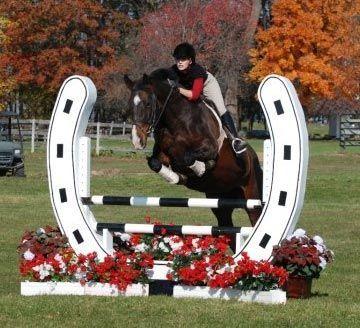 Horse Jumping through Horseshoe Logo - Jumps West. Custom Horse Jumps and Dressage Products Made to Order