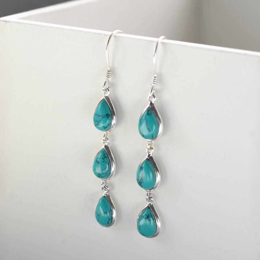 Triple Teardrop Logo - sterling silver turquoise triple teardrop earrings by martha jackson ...