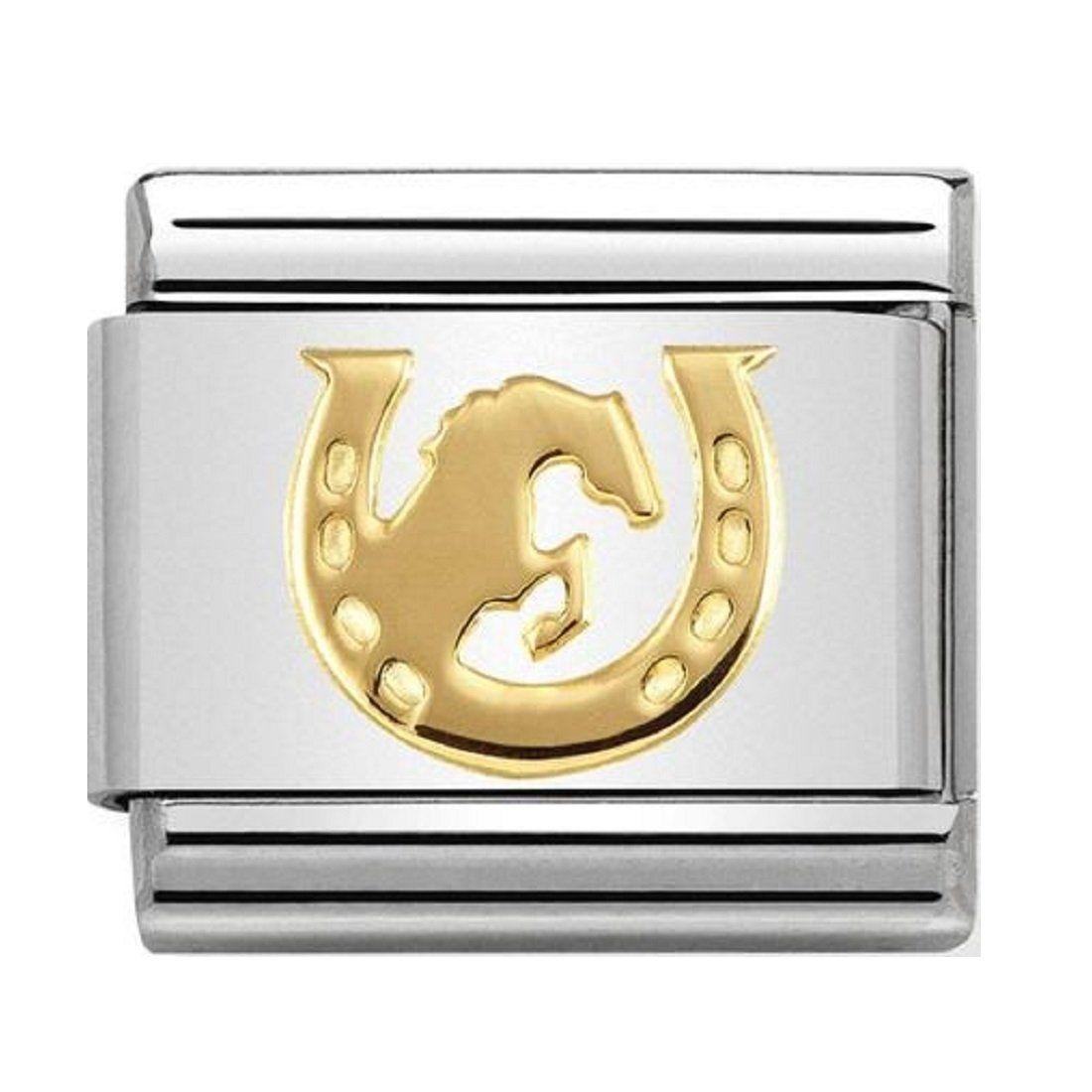 Horse Jumping through Horseshoe Logo - Nomination Link 18ct Gold Horse Jumping Through Horseshoe – The ...