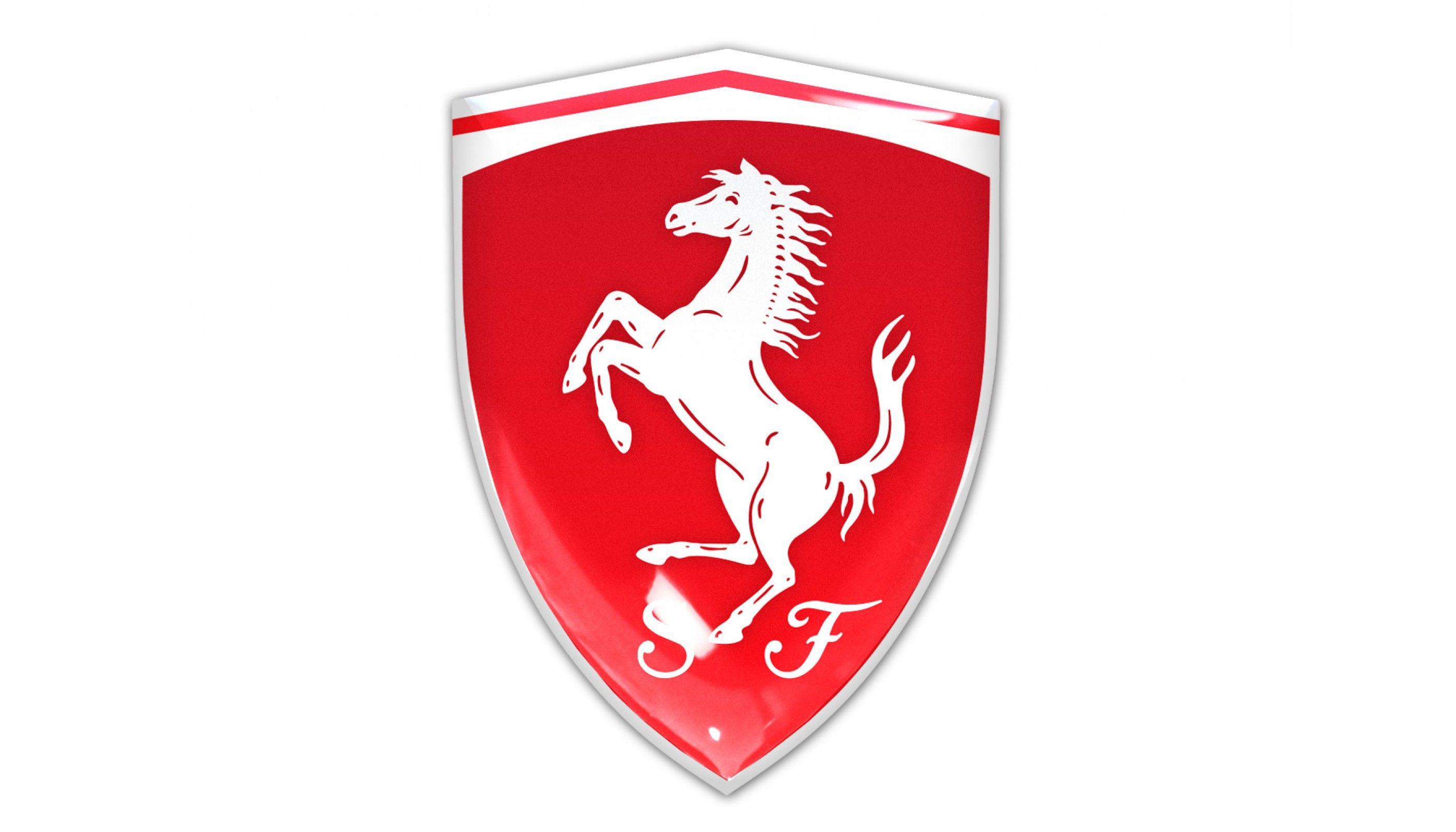 Car with Red Shield Logo - Ferrari Shield Red