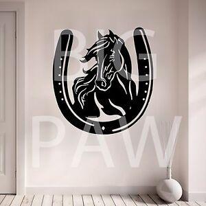 Horse Jumping through Horseshoe Logo - Horse in Horseshoe Pony Teenagers Bedroom Hallway Vinyl Wall Art