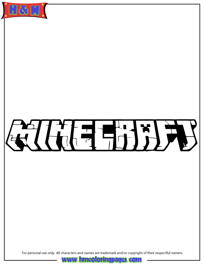 Can I Use Mine Craft Logo - Minecraft Logo Coloring Page. HM. *