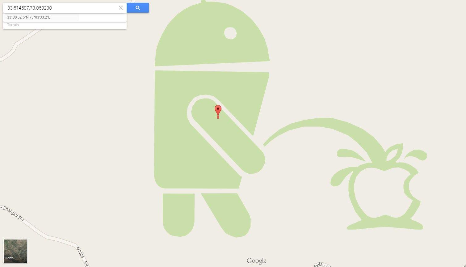 Map Google Earth Logo - Google Maps Catches Android Mascot Red Handed Urinating On Apple