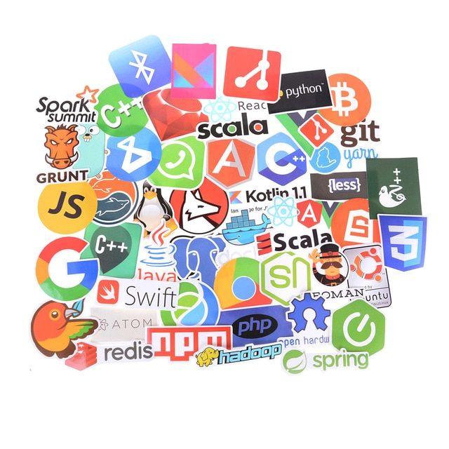 Internet App Logo - 50Pcs New Bitcoin Programming Language APP Logo Cool Stickers