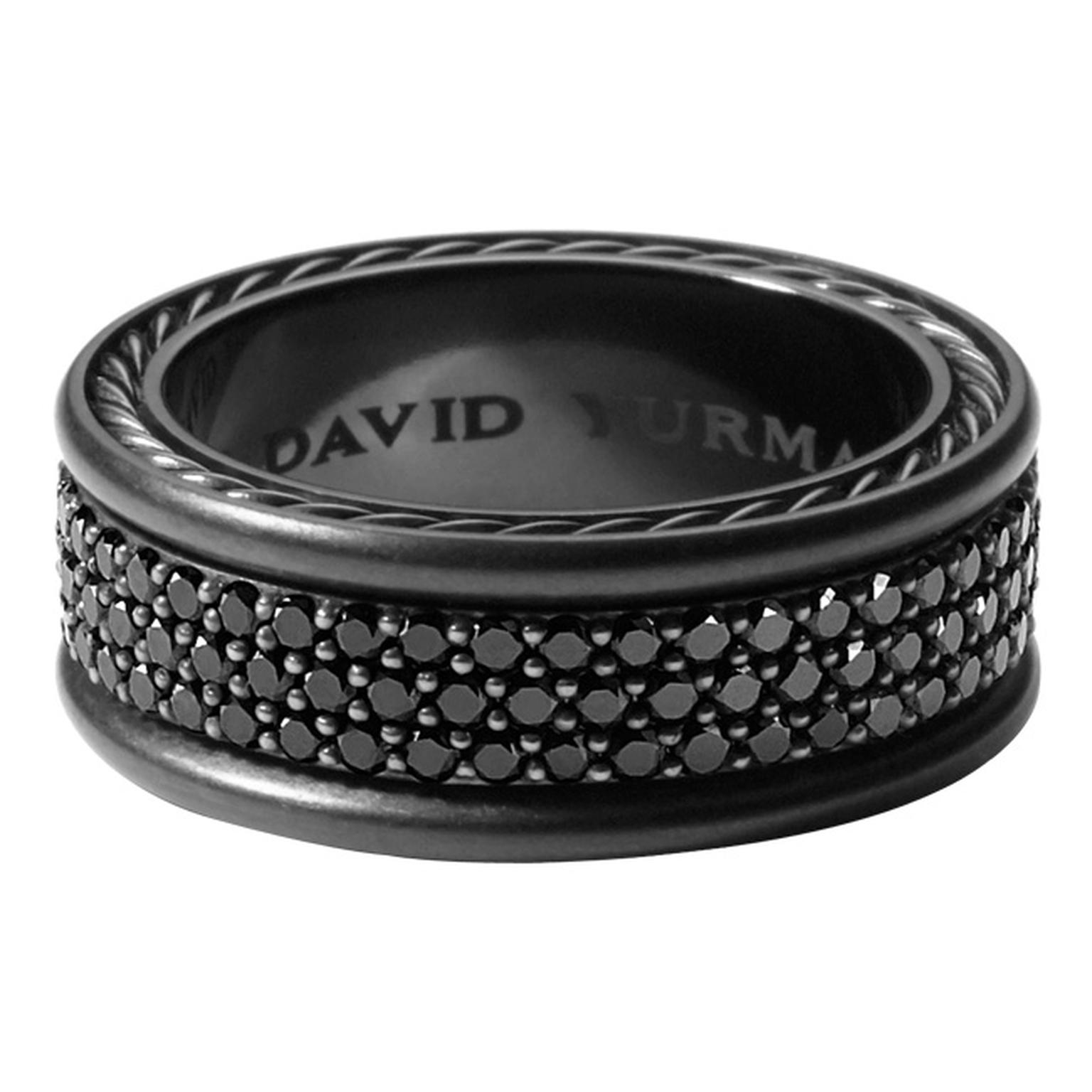 Three Black Diamonds Logo - Streamline Three Row Band Ring With Black Diamonds. David Yurman