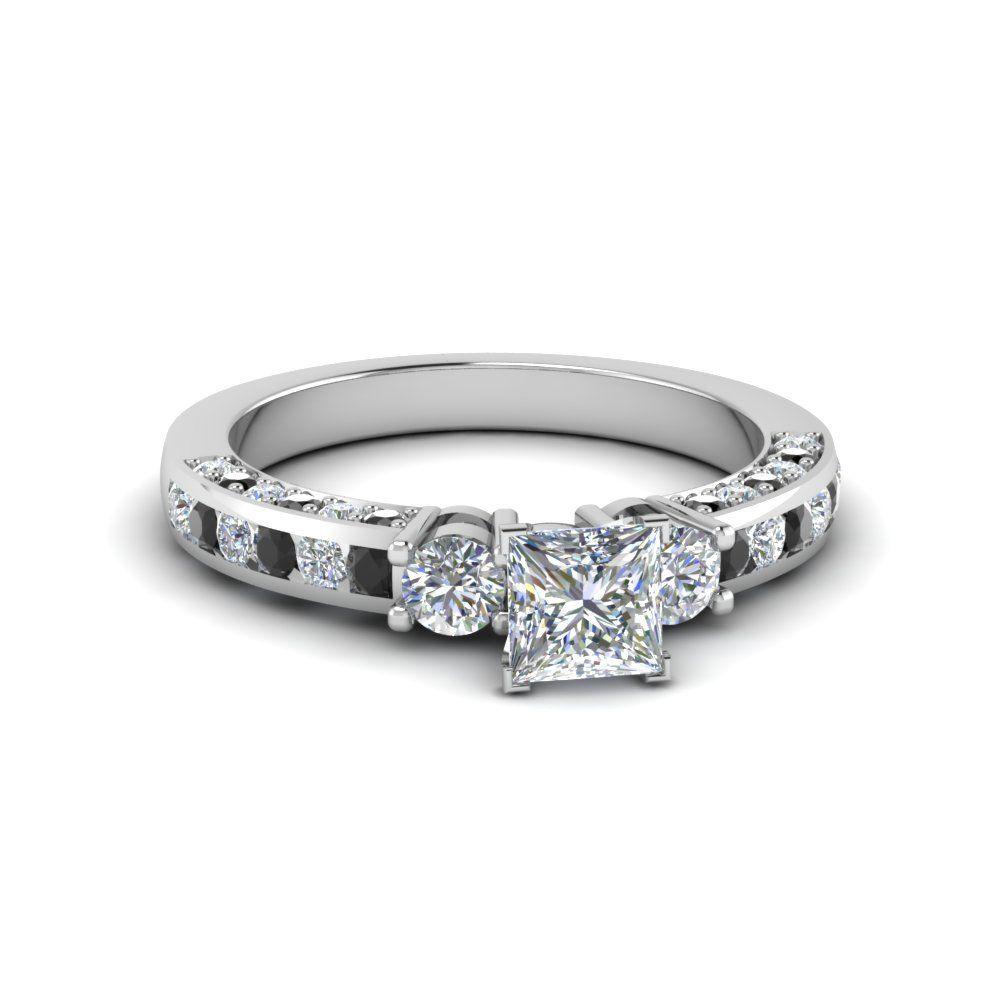 Three Black Diamonds Logo - 1.25 Ct. Princess Cut 3 Stone Accent Engagement Ring With Black