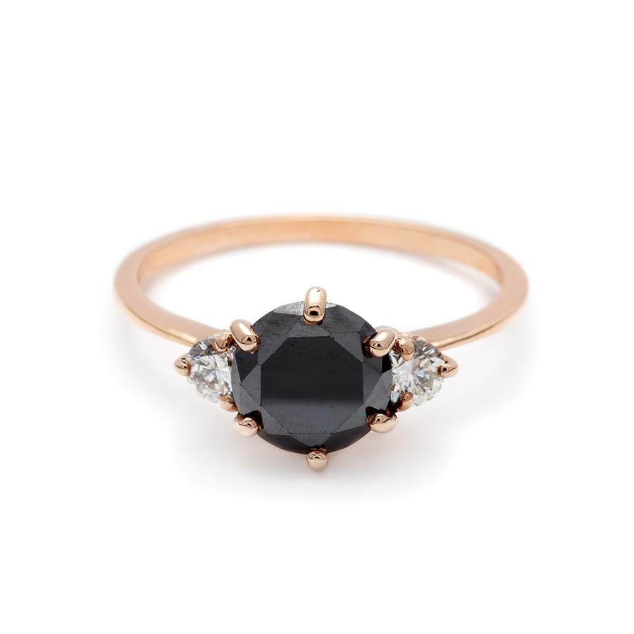 Three Black Diamonds Logo - 3 Stone Hazeline Black Diamond engagement 14k gold ring unique ...