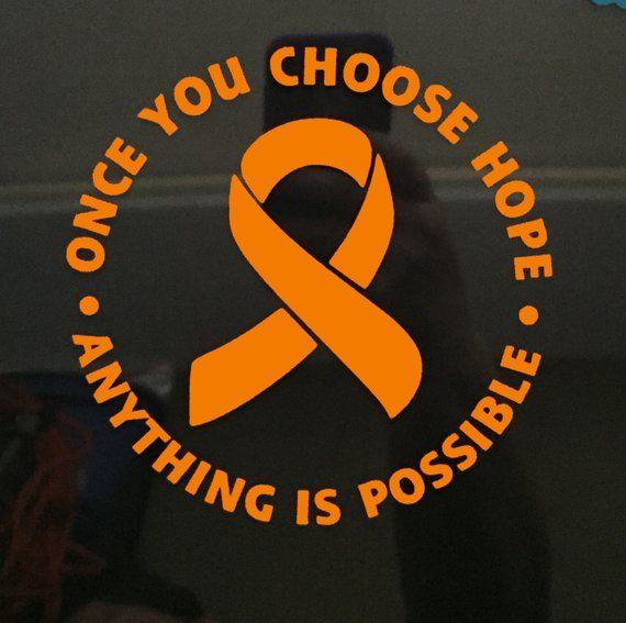 Multiple Orange Circle Logo - Choose Hope Orange Ribbon Window Decal (Kidney Cancer, Kidney ...