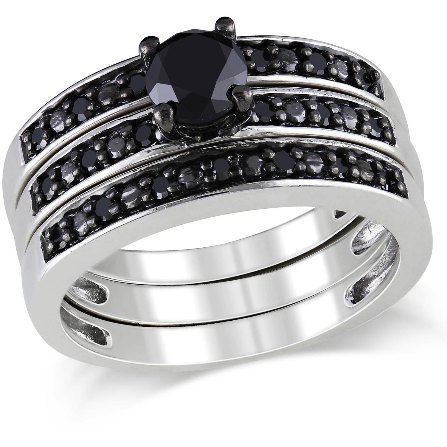 Three Black Diamonds Logo - 1 Carat T.W. Black Diamond Sterling Silver Three-Piece Bridal Set ...