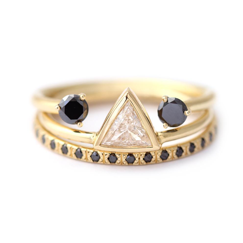 Three Black Diamonds Logo - Three Rings Set: Triangle Diamond with Black Diamond Rings