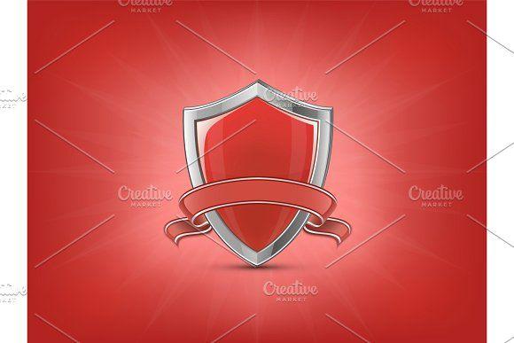 Red Shield Vehicle Logo - Red shield with ribbon ~ Illustrations ~ Creative Market