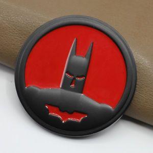 Car with Red Shield Logo - Matte Black Metal Red Coated Batman Shield Car Badge Emblem Sticker ...