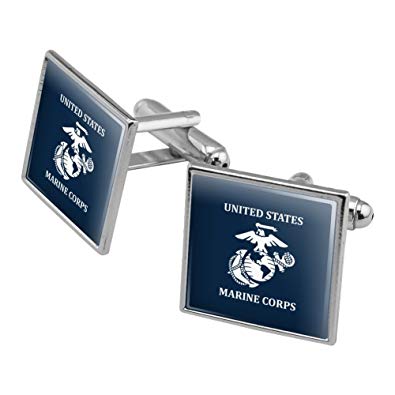 Silver Blue Square Logo - GRAPHICS & MORE United States Marine Corps USMC White Blue Logo ...