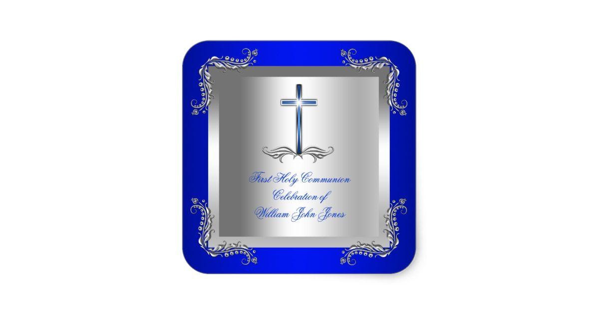 Silver Blue Square Logo - Boy First Holy Communion Silver Royal Blue 2T Boy First Holy
