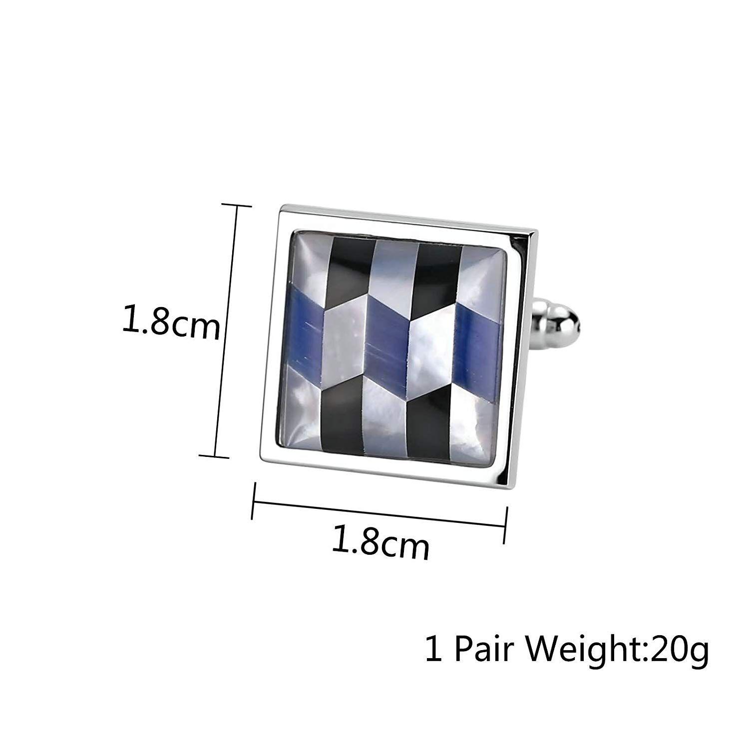 Silver Blue Square Logo - KnSam Stainless Steel Cufflinks for Mens Square Inlaid Three Color ...