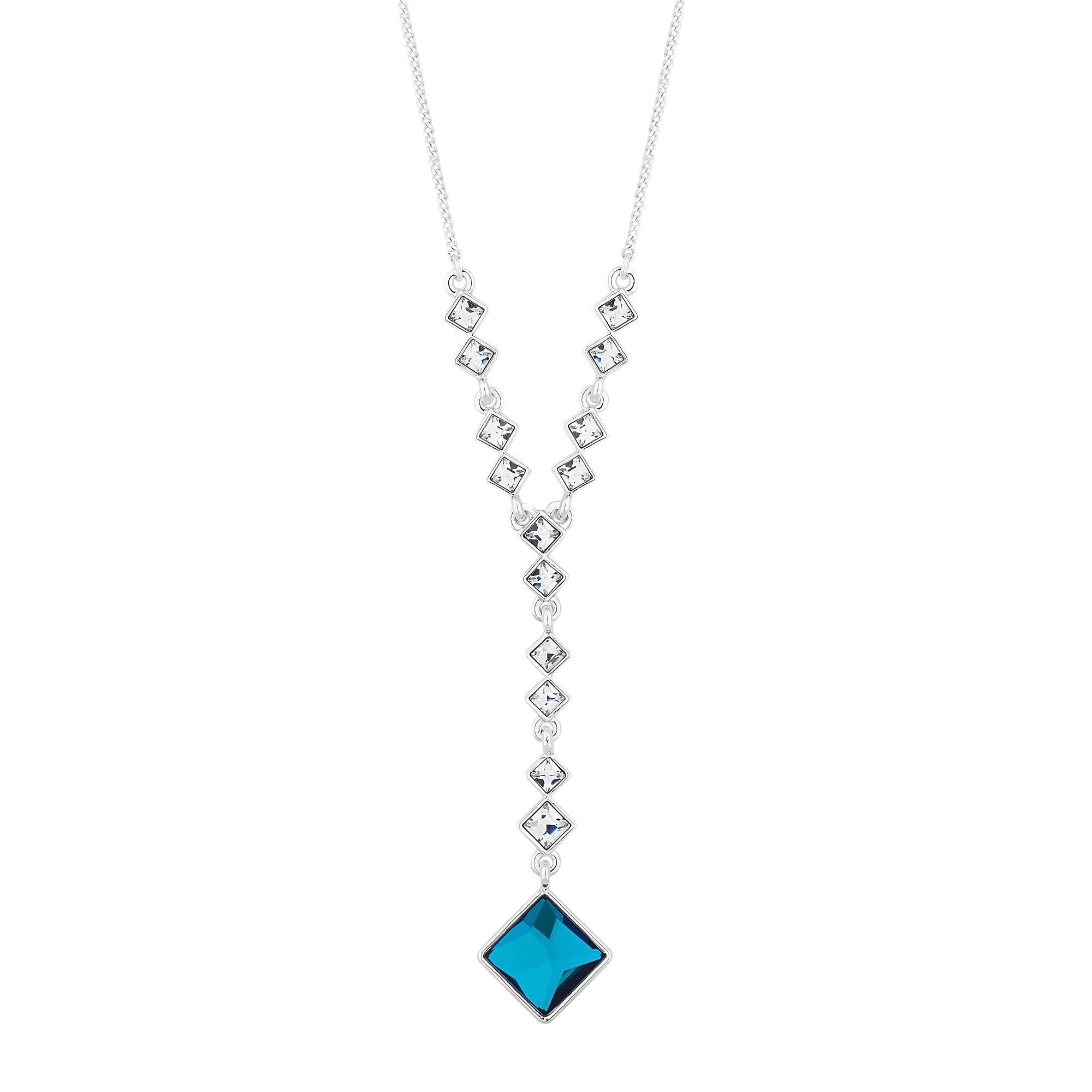 Silver Blue Square Logo - Jon Richard made with Swarovski® crystals Silver Bermuda Blue Square ...