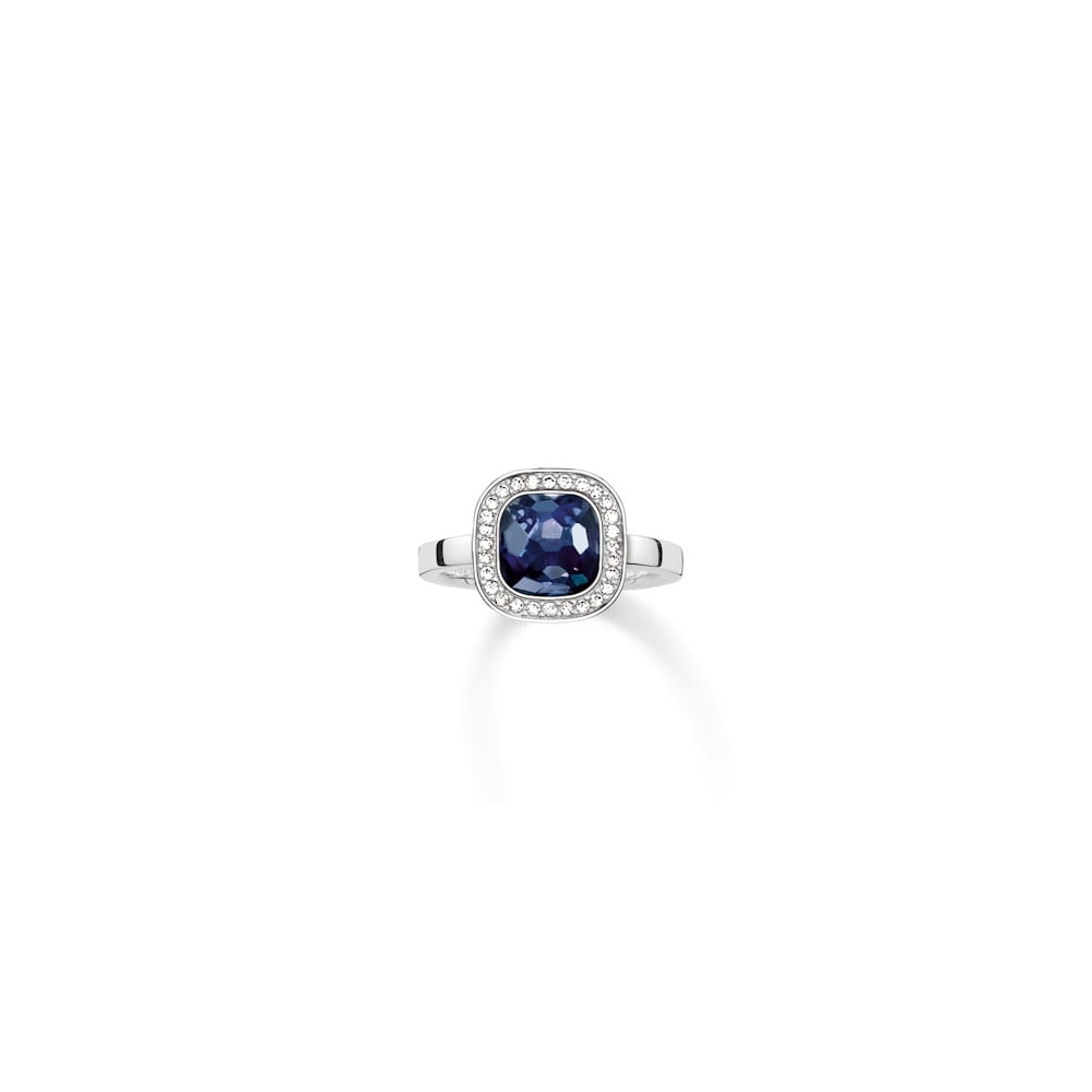 Silver Blue Square Logo - Thomas Sabo Silver and Dark Blue Square Stone Ring - Jewellery from ...