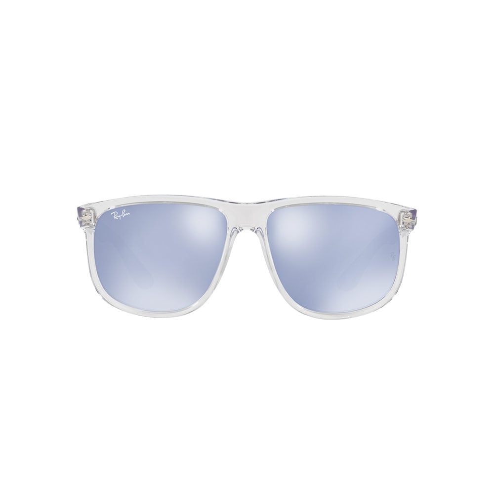Silver Blue Square Logo - Ray-Ban Square Sunglasses in Transparent Silver Blue Flash Mirror ...