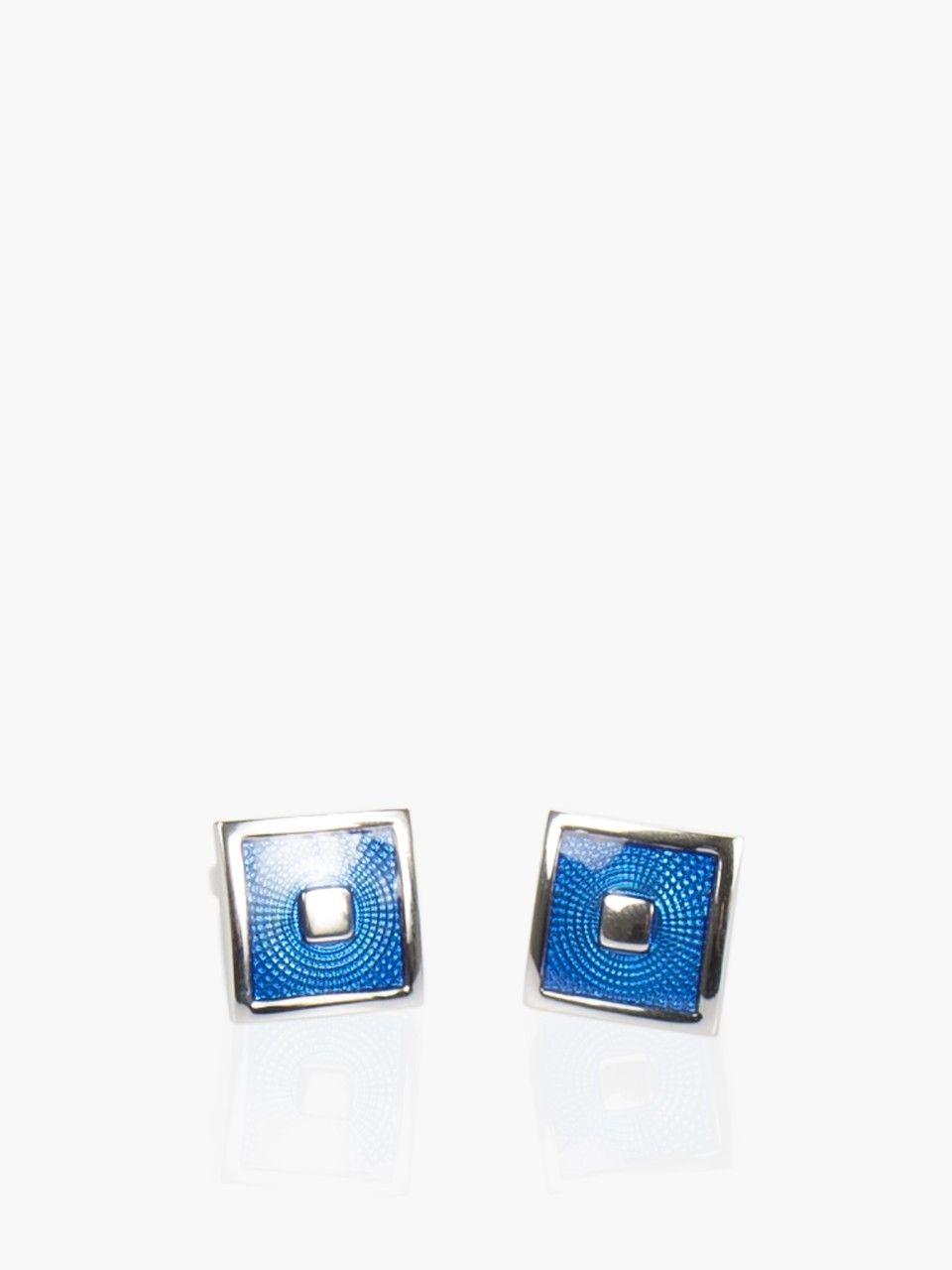 Silver Blue Square Logo - Fellini Tailored Silver and Blue Square Cufflinks