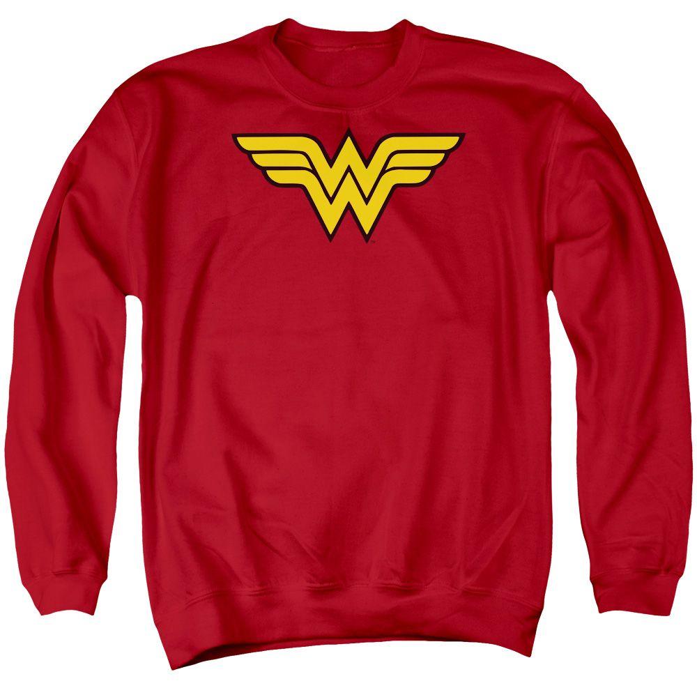 Red DC Logo - DC Comics adult crewneck sweatshirt Wonder Woman Logo red