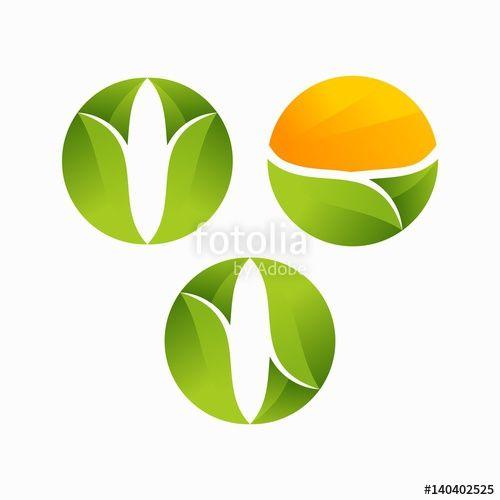 Modern Leaf Logo - modern O initial Leaf, agriculture logo vector illustration set ...