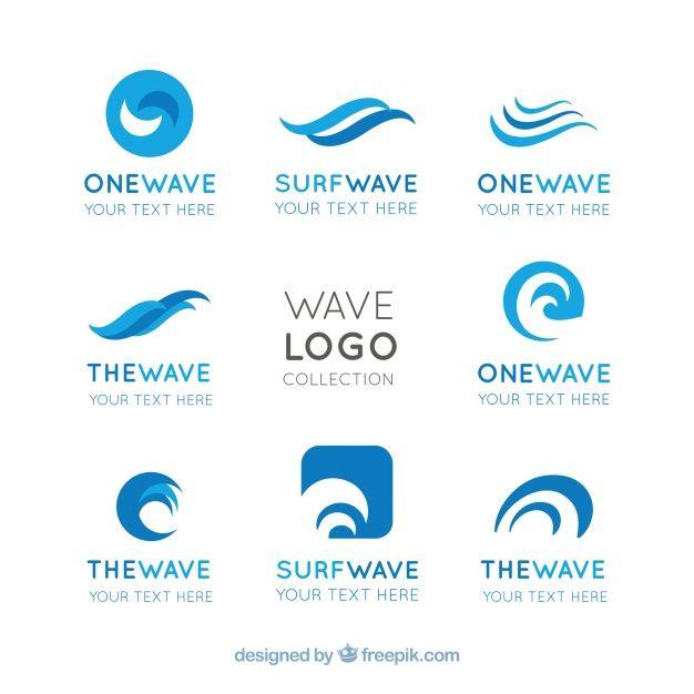 Wave Logo - Flat pack of wave logos with abstract designs Vector