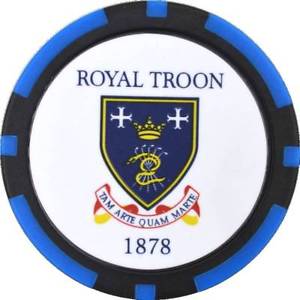 Blue Ball Logo - ROYAL TROON Logo (BLUE BLACK) POKER CHIP Golf BALL MARKER