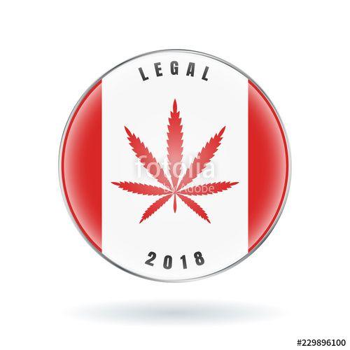 Red Maple Leaf Weed Logo - Cannabis on Canada flag. Marijuana Legalization in Canada. Vector