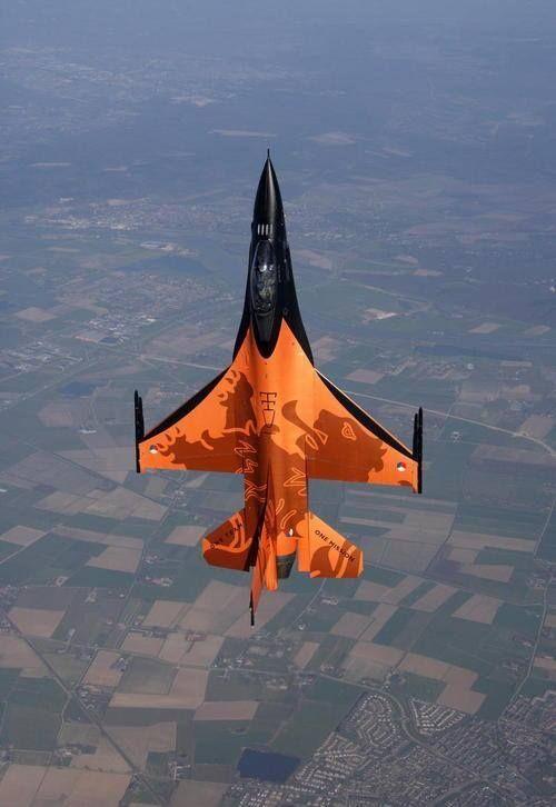 Military Aircraft Logo - F - 16 falcon jet orange paint lion logo netherlands military team ...