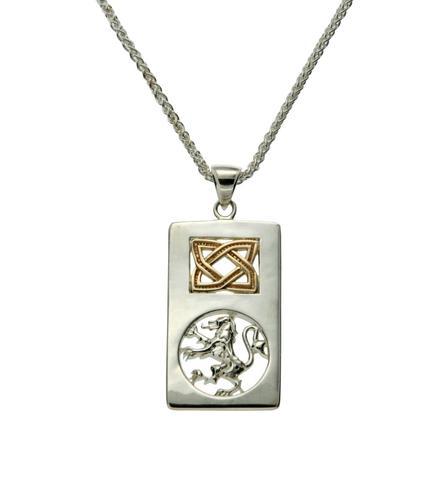Rectangle with Silver Lion Logo - Lion Rampant Rectangle Pendant, S/sil+10k – Tricia's Gems